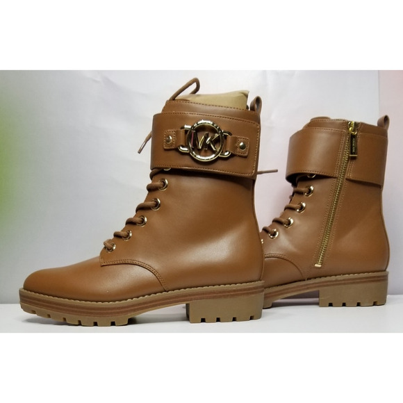 KORS Michael Kors Shoes - Michael Michael Kors Women's Rory Leather Combat Boot Size 6.5 Luggage NWT